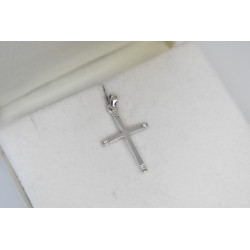 Λευκόχρυσος γυναικείος σταυρός με διαμάντια και αλυσίδα 14 Καρατίων