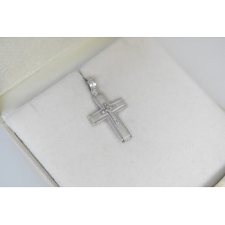 Λευκόχρυσος γυναικείος σταυρός με αλυσίδα 14 Καρατίων