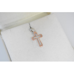 Λευκόχρυσος γυναικείος σταυρός με αλυσίδα 14 Καρατίων