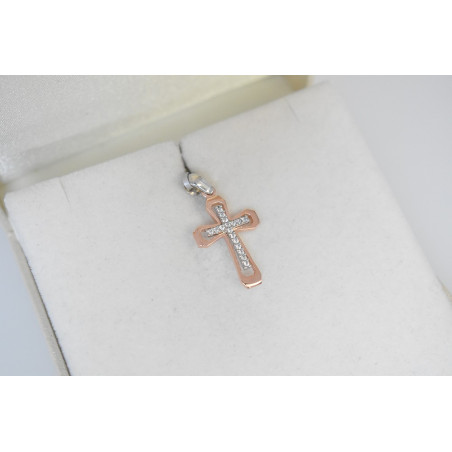 Λευκόχρυσος γυναικείος σταυρός με αλυσίδα 14 Καρατίων