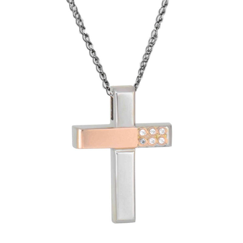 Λευκόχρυσος γυναικείος σταυρός 14 Καρατίων