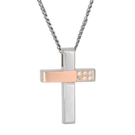 Λευκόχρυσος γυναικείος σταυρός 14 Καρατίων