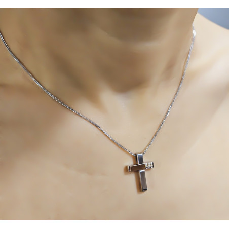 Λευκόχρυσος γυναικείος σταυρός 14 Καρατίων