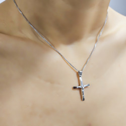 Λευκόχρυσος αντρικός σταυρός 14 Καρατίων