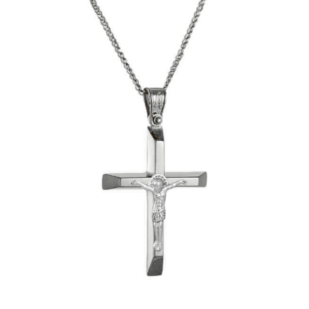 Λευκόχρυσος αντρικός σταυρός 14 Καρατίων