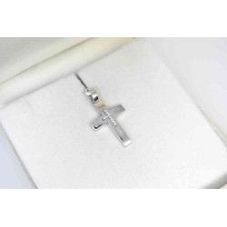 Λευκόχρυσος γυναικείος σταυρός με αλυσίδα 14 Καρατίων
