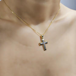 Χρυσός Ανδρικός σταυρός με αλυσίδα 14 Καρατίων