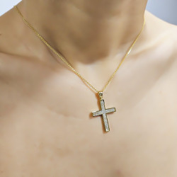 Χρυσός γυναικείος σταυρός με αλυσίδα 14 Καρατίων