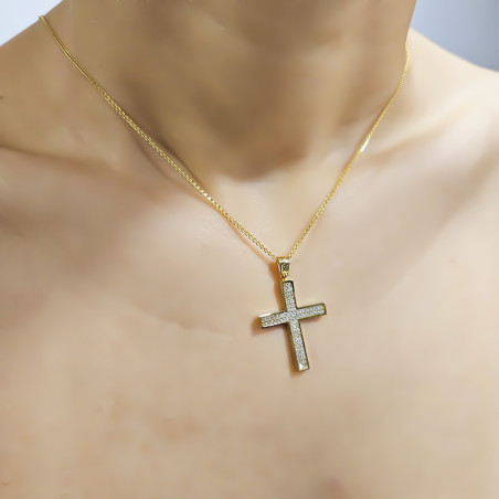 Χρυσός γυναικείος σταυρός με αλυσίδα 14 Καρατίων