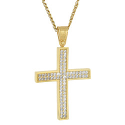 Χρυσός γυναικείος σταυρός με αλυσίδα 14 Καρατίων