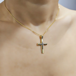 Χρυσός Ανδρικός σταυρός με αλυσίδα 14 Καρατίων