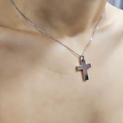 Λευκόχρυσος αντρικός σταυρός 14 Καρατίων