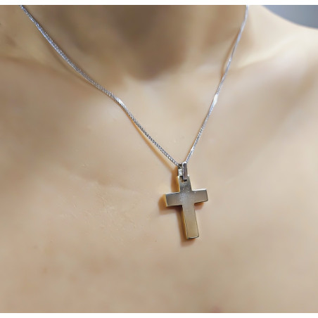 Χρυσός Ανδρικός σταυρός με αλυσίδα 14 Καρατίων