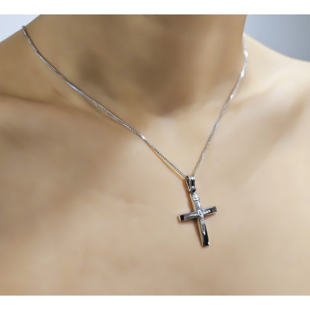 Λευκόχρυσος αντρικός σταυρός 14 Καρατίων