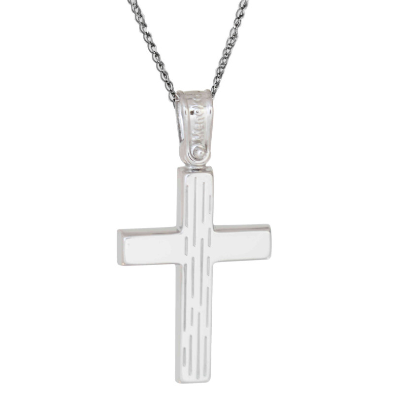 Λευκόχρυσος αντρικός σταυρός 14 Καρατίων