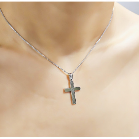 Λευκόχρυσος αντρικός σταυρός 14 Καρατίων