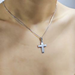 Λευκόχρυσος ανδρικός σταυρός 14 Καρατίων