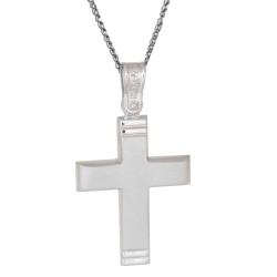 Λευκόχρυσος ανδρικός σταυρός 14 Καρατίων