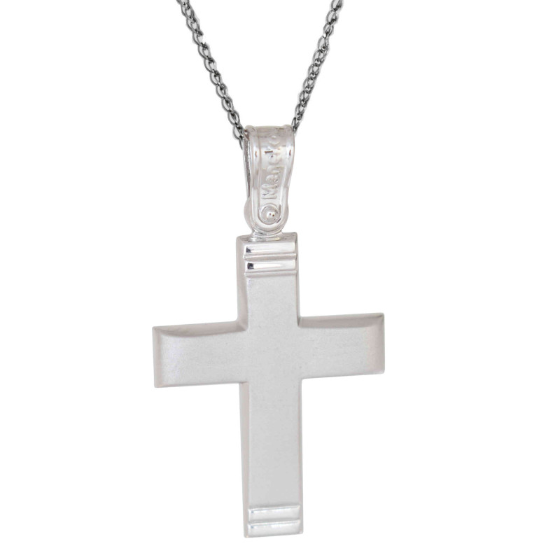 Λευκόχρυσος ανδρικός σταυρός 14 Καρατίων