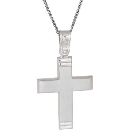 Λευκόχρυσος ανδρικός σταυρός 14 Καρατίων