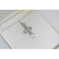 Λευκόχρυσος γυναικείος σταυρός με αλυσίδα 14 Καρατίων