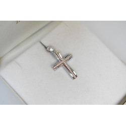 Λευκόχρυσος γυναικείος σταυρός με αλυσίδα 14 Καρατίων