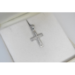 Λευκόχρυσος γυναικείος σταυρός με αλυσίδα 14 Καρατίων