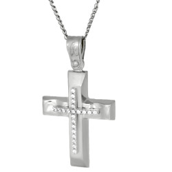 Λευκόχρυσος γυναικείος σταυρός 14 Καρατίων