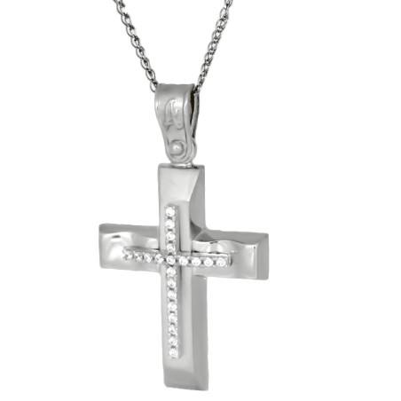 Λευκόχρυσος γυναικείος σταυρός 14 Καρατίων