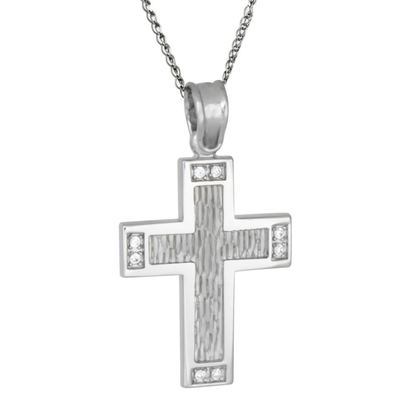 Λευκόχρυσος γυναικείος σταυρός 14 Καρατίων
