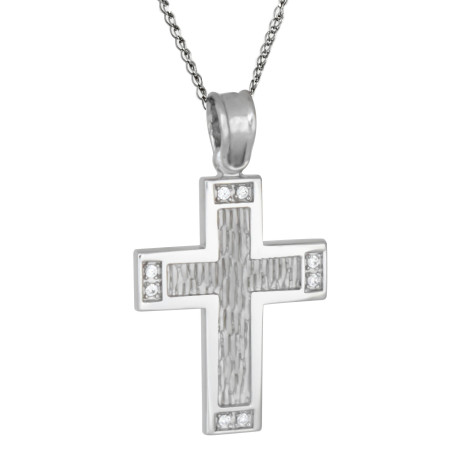 Λευκόχρυσος γυναικείος σταυρός 14 Καρατίων