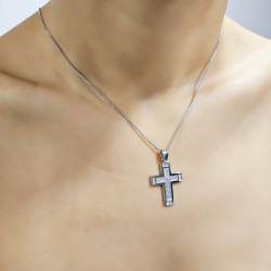 Λευκόχρυσος γυναικείος σταυρός 14 Καρατίων