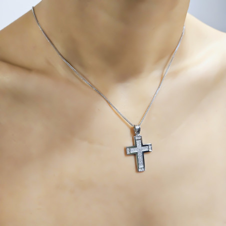 Λευκόχρυσος γυναικείος σταυρός 14 Καρατίων