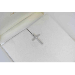 Λευκόχρυσος γυναικείος σταυρός με διαμάντια και αλυσίδα 14 Καρατίων