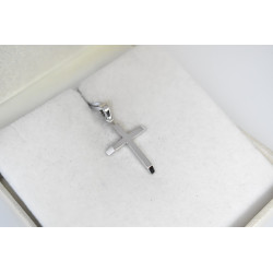 Λευκόχρυσος ανδρικός σταυρός με αλύσιδα 14 Καρατίων