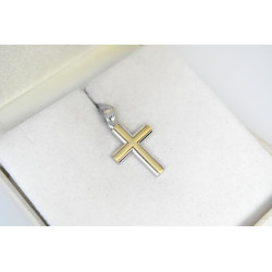 Λευκόχρυσος ανδρικός σταυρός με αλύσιδα 14 Καρατίων