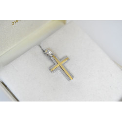 Λευκόχρυσος ανδρικός σταυρός με αλύσιδα 14 Καρατίων