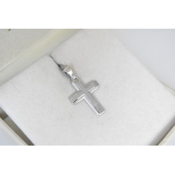 Λευκόχρυσος ανδρικός σταυρός με αλύσιδα 14 Καρατίων