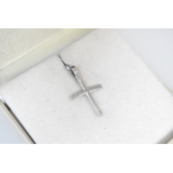 Λευκόχρυσος ανδρικός σταυρός με αλύσιδα 14 Καρατίων