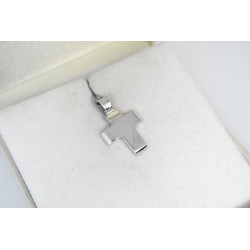 Λευκόχρυσος ανδρικός σταυρός με αλύσιδα 14 Καρατίων