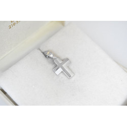 Λευκόχρυσος ανδρικός σταυρός με αλύσιδα 14 Καρατίων