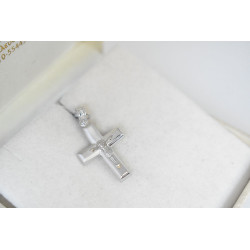Λευκόχρυσος ανδρικός σταυρός 14 Καρατίων