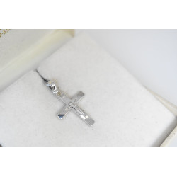 Λευκόχρυσος ανδρικός σταυρός με αλύσιδα 14 Καρατίων