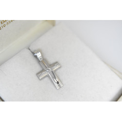 Λευκόχρυσος ανδρικός σταυρός με αλύσιδα 14 Καρατίων