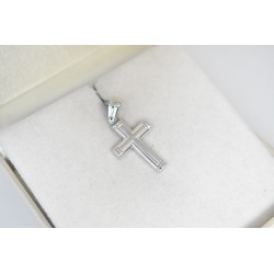 Λευκόχρυσος ανδρικός σταυρός με αλύσιδα 14 Καρατίων
