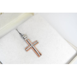 Λευκόχρυσος γυναικείος σταυρός με αλυσίδα 14 Καρατίων